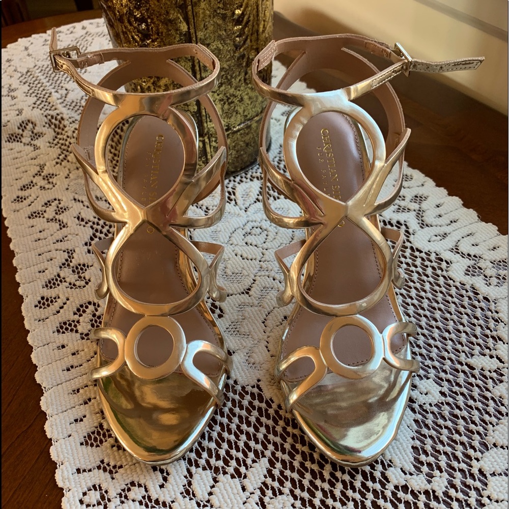 Christian Siriano Gold Sandals BNIB